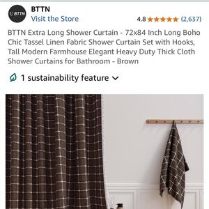 Brown extra long shower curtain